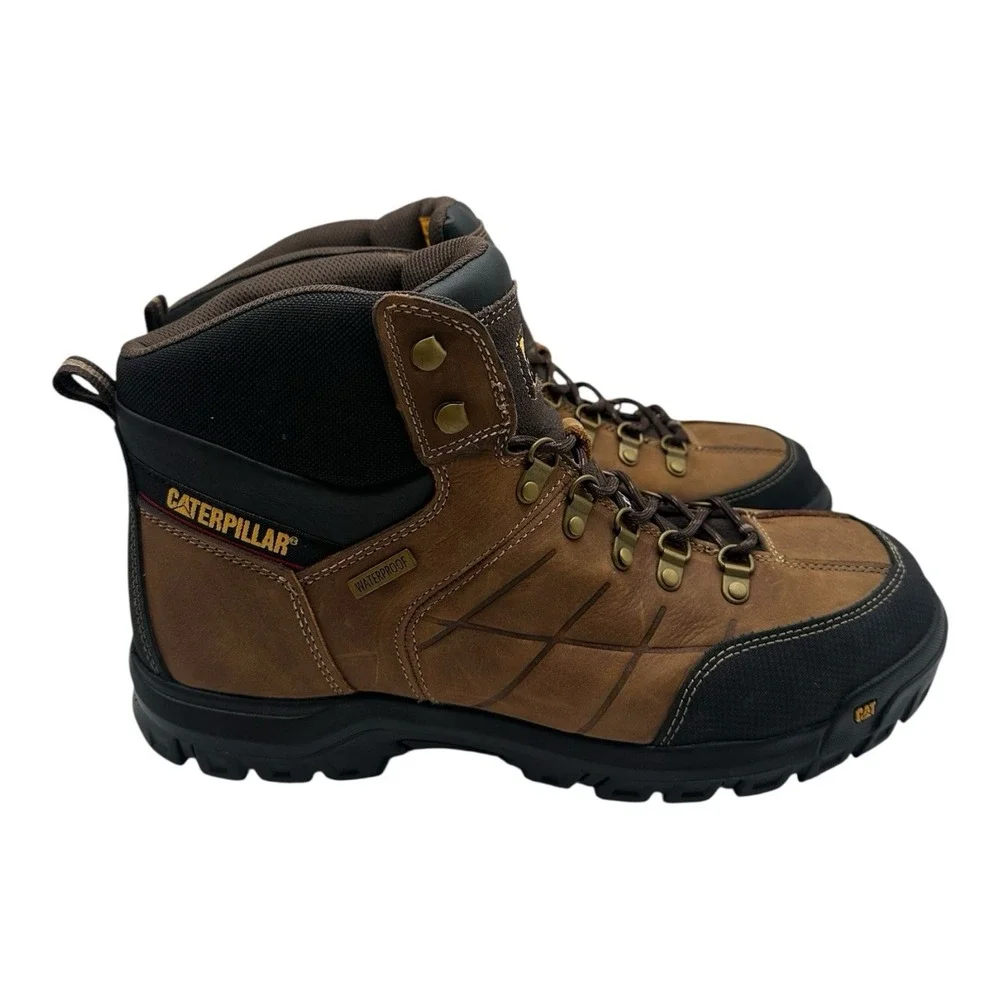 Caterpillar Threshold Work Boots Mens Sz 13 M Brown Waterproof Steel Toe‎ P90935